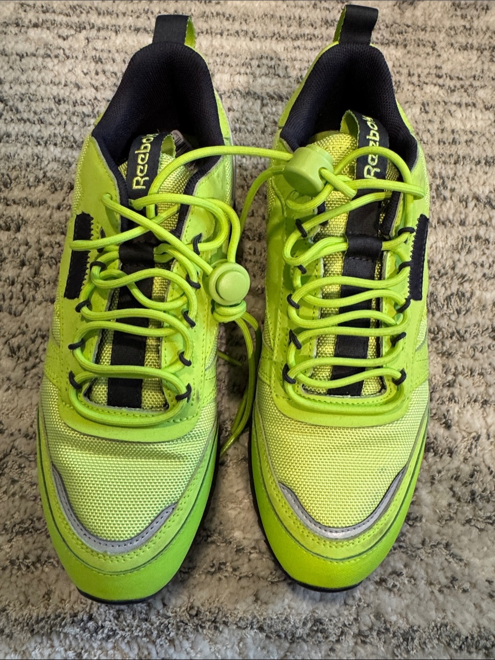 Reebok Lime Green and Black Athletic Sneakers